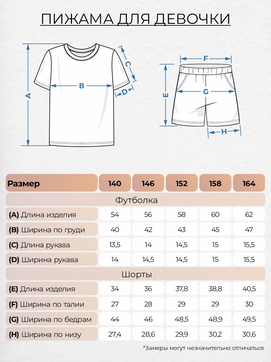 Пижама для девочки (футболка+шорты)