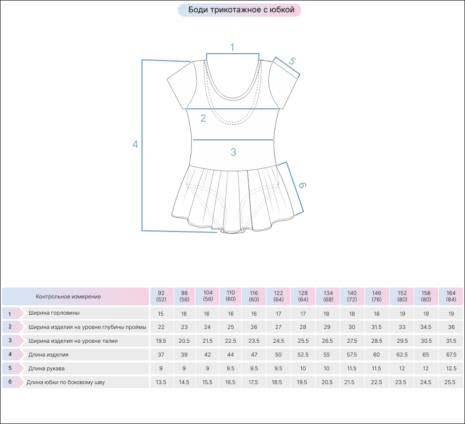 Боди трикотажное с юбкой (короткий рукав)